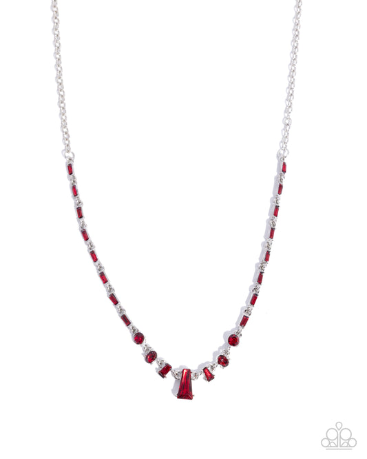 Boyfriends Gift - Silver w/Red Gem Necklace