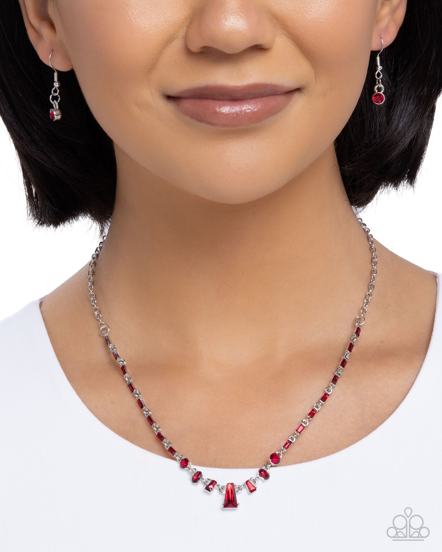 Boyfriends Gift - Silver w/Red Gem Necklace