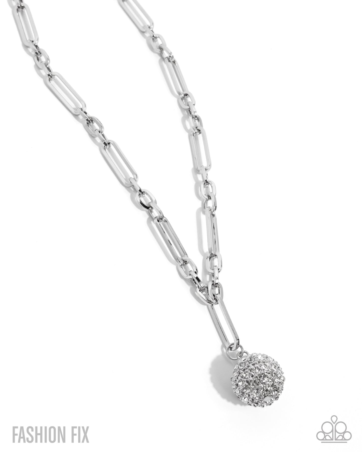 Independent Ideology - Silver w/White Rhinestones Necklace