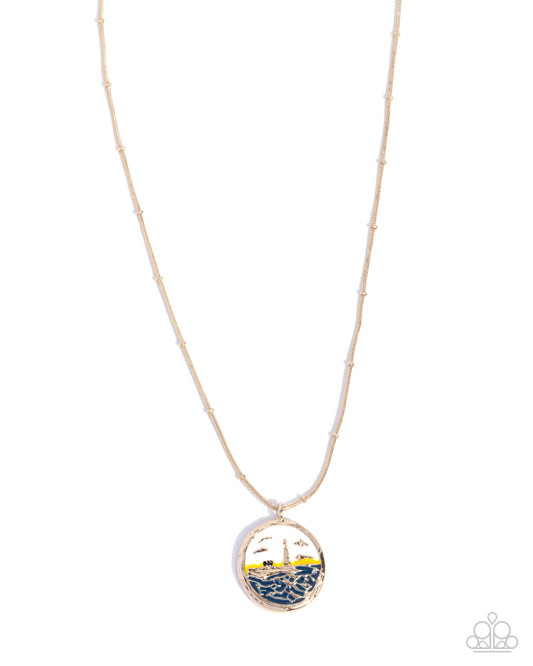 Laid-Back Lighthouse - Gold Multi Lighthouse  Necklace