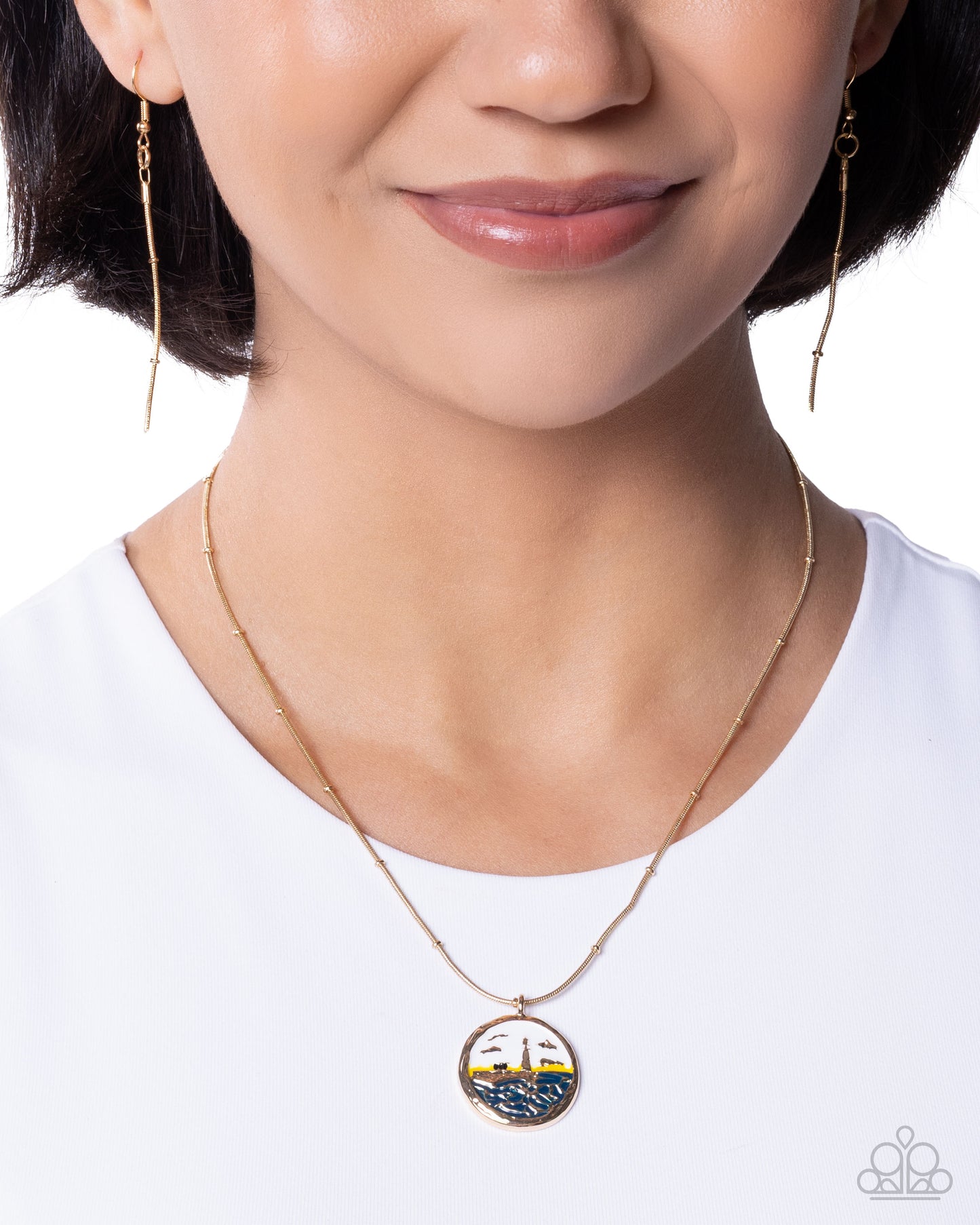 Laid-Back Lighthouse - Gold Multi Lighthouse  Necklace