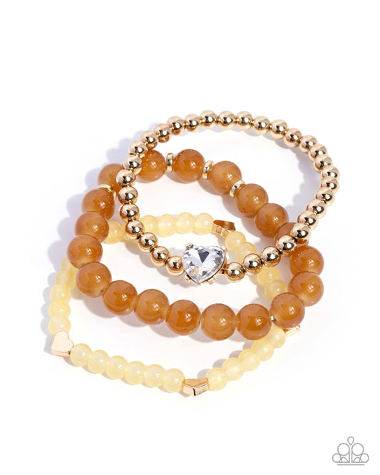 Imperial Impression - Yellow, Light Brown, & Gold w/Heart Bracelet