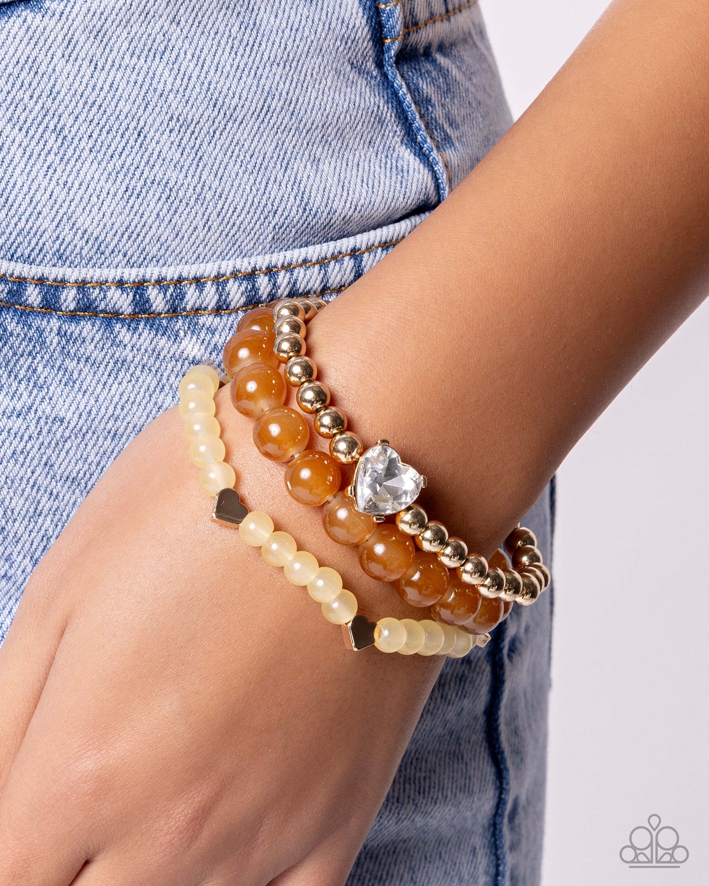 Imperial Impression - Yellow, Light Brown, & Gold w/Heart Bracelet