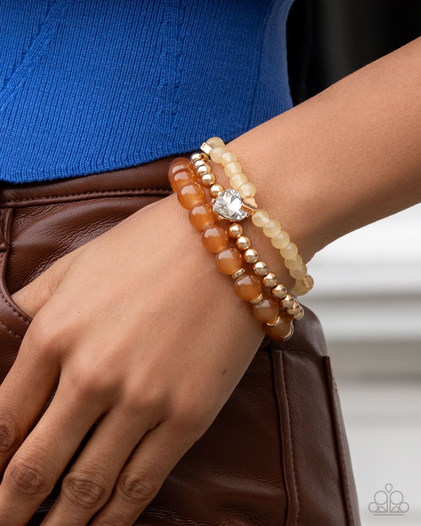 Imperial Impression - Yellow, Light Brown, & Gold w/Heart Bracelet