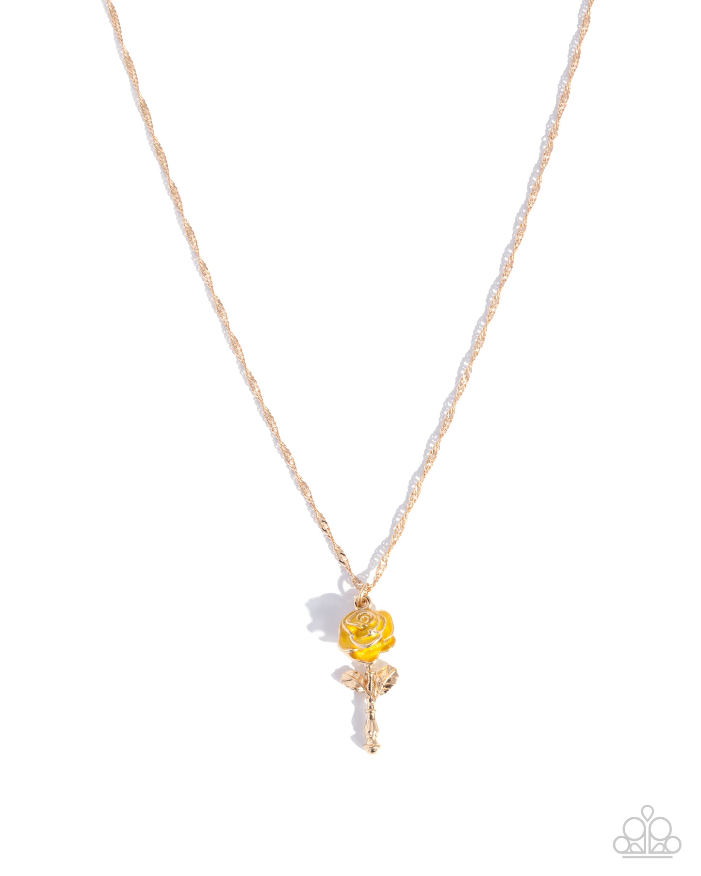 A Single Rose - Gold w/Yellow Flower Necklace