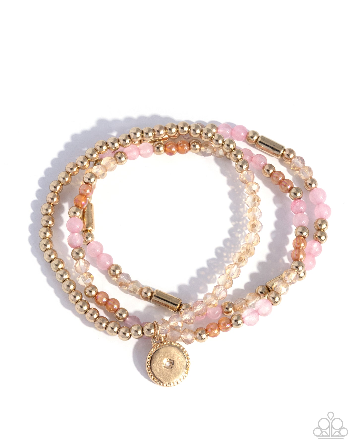 Studded Stack - Gold w/Pink Bracelet