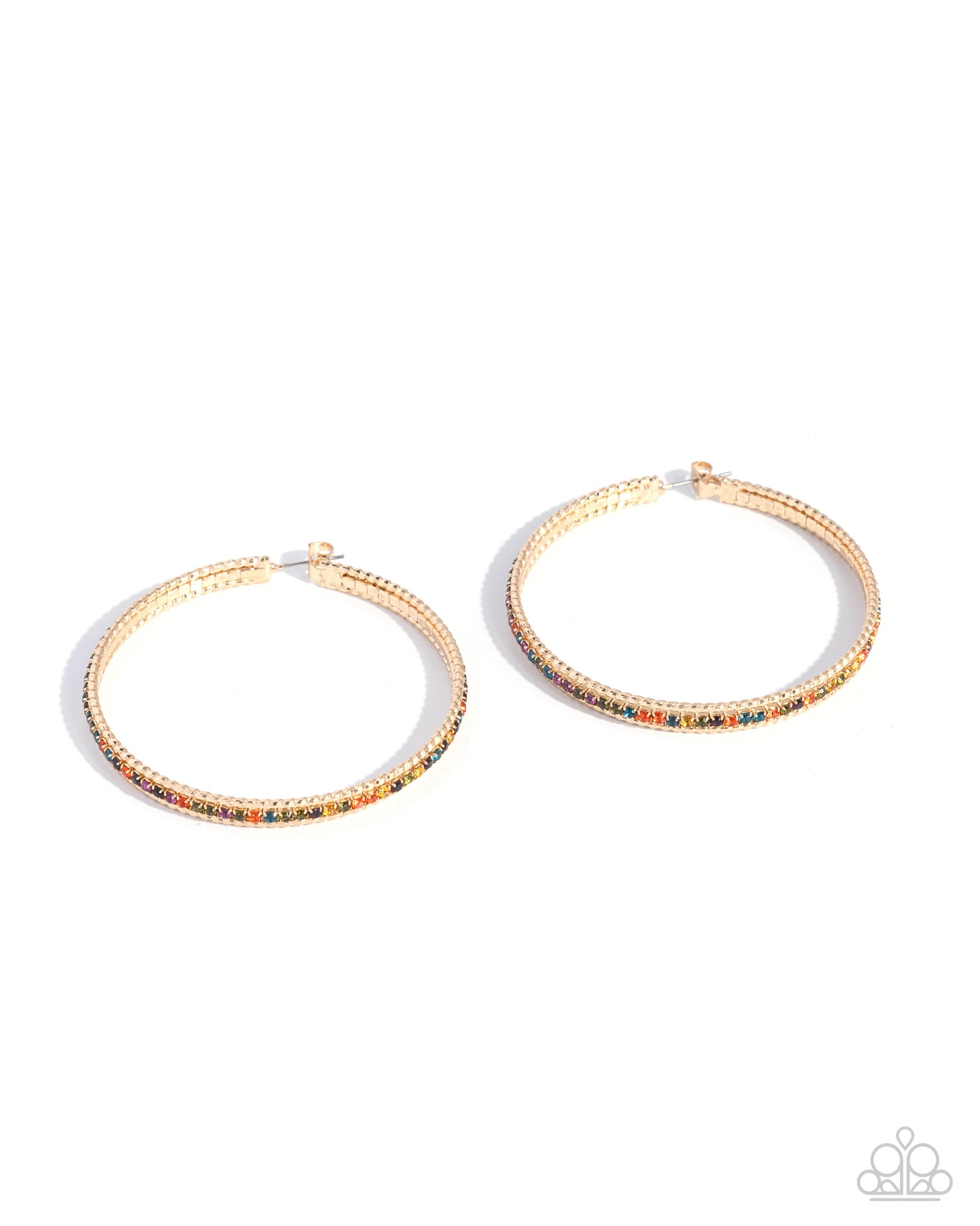 Candescent Collision - Gold w/Multi colored Gems Earrings