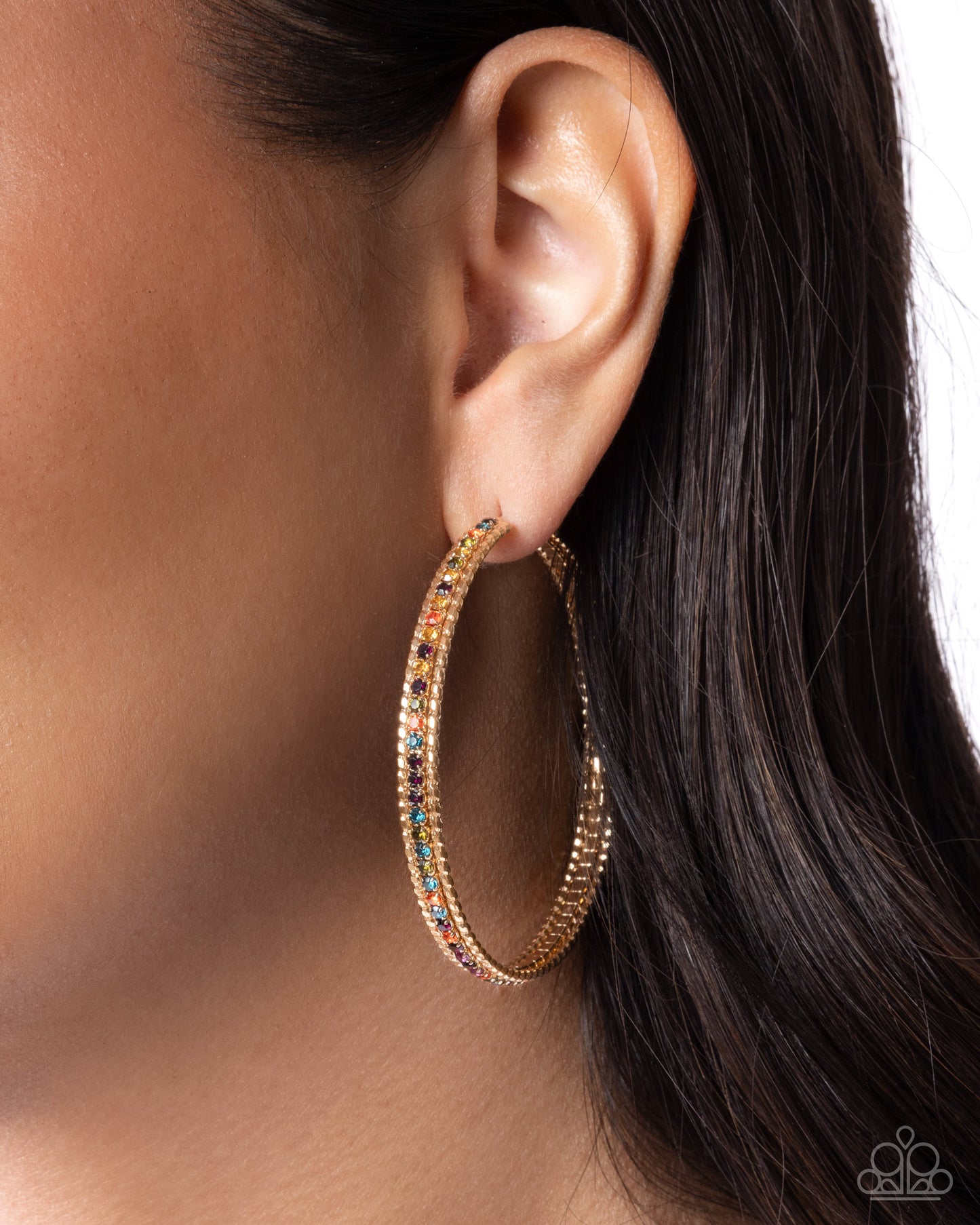 Candescent Collision - Gold w/Multi colored Gems Earrings