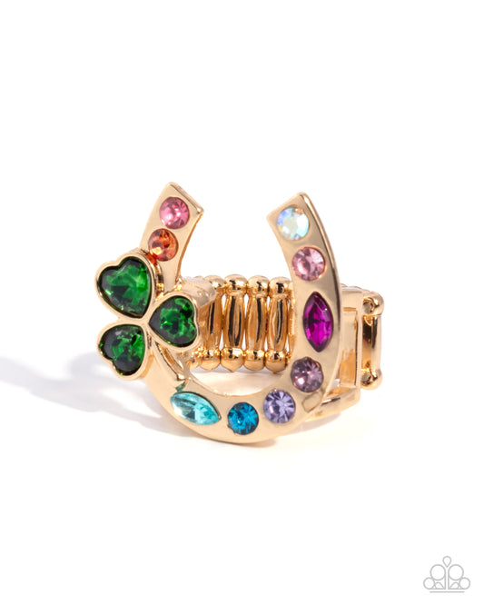 Lucid Luck Horseshoe / Clover - Gold w/Multi Ring