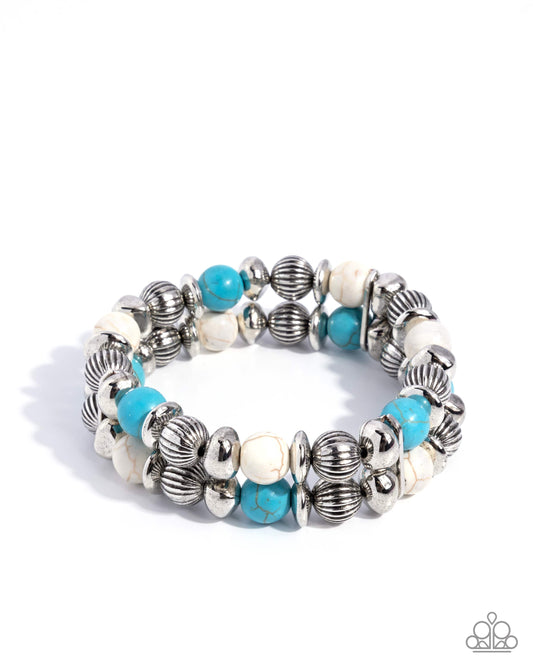 Canyon Call - Silver w/Turquoise & Cream Stone Bracelet