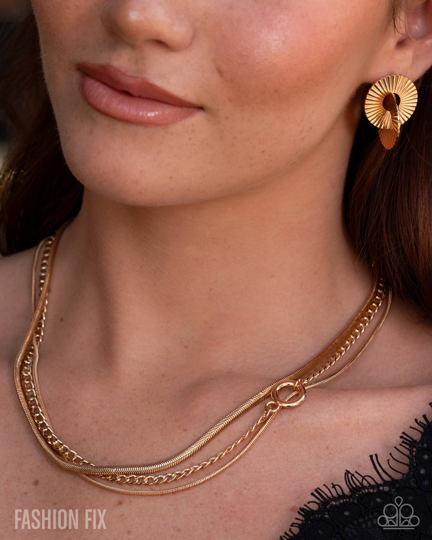 Sunset Sightings - Chic Intuition Gold Necklace & Earrings Set