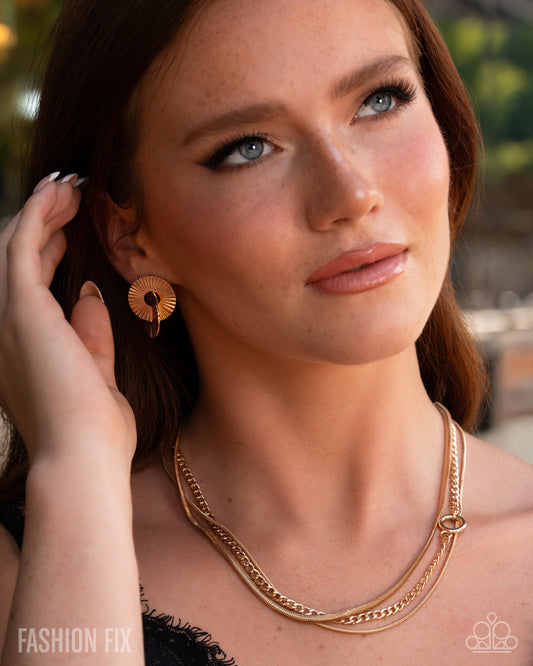 Sunset Sightings - Chic Intuition Gold Necklace & Earrings Set