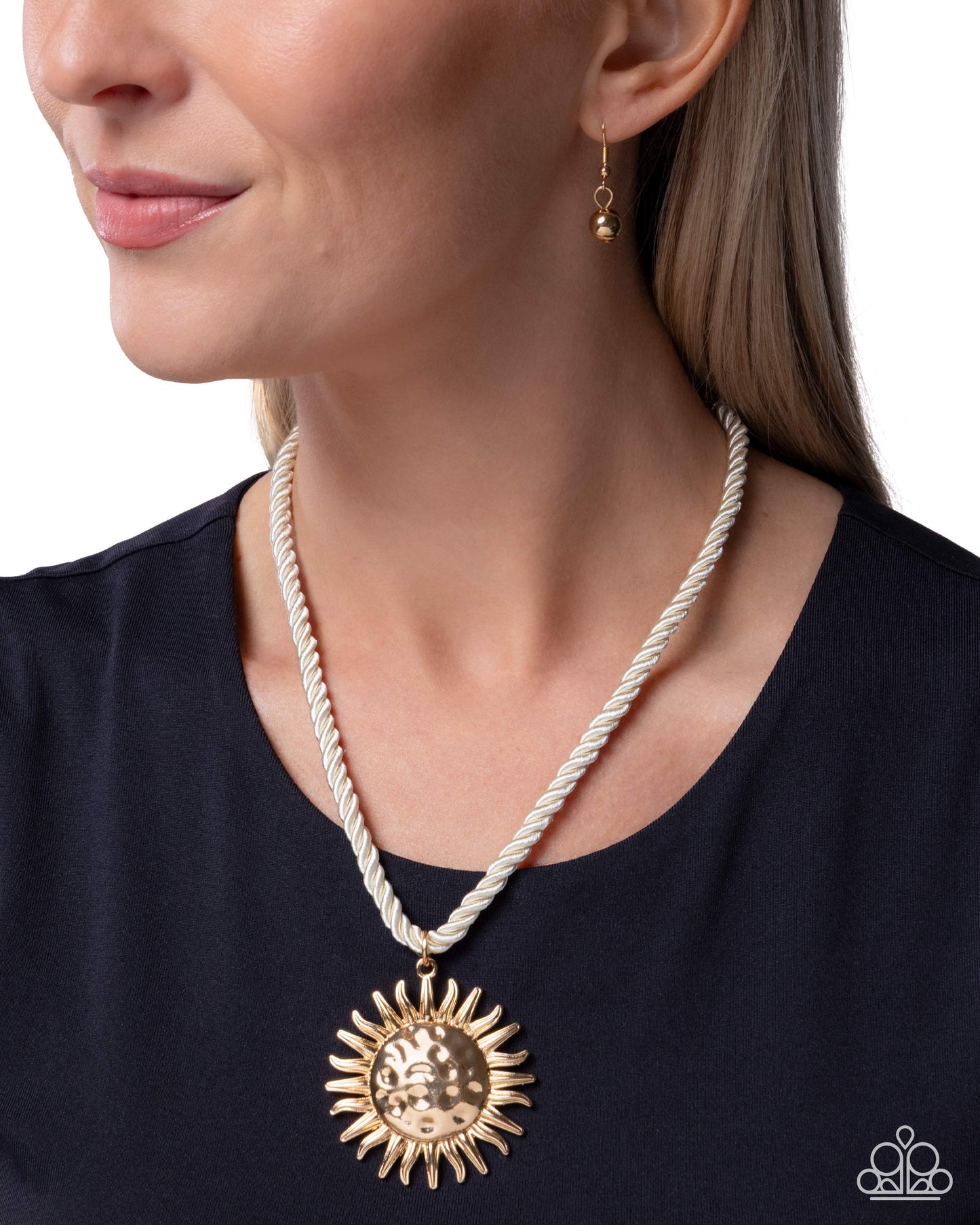 Seize the Sun - White Cord w/Gold Necklace