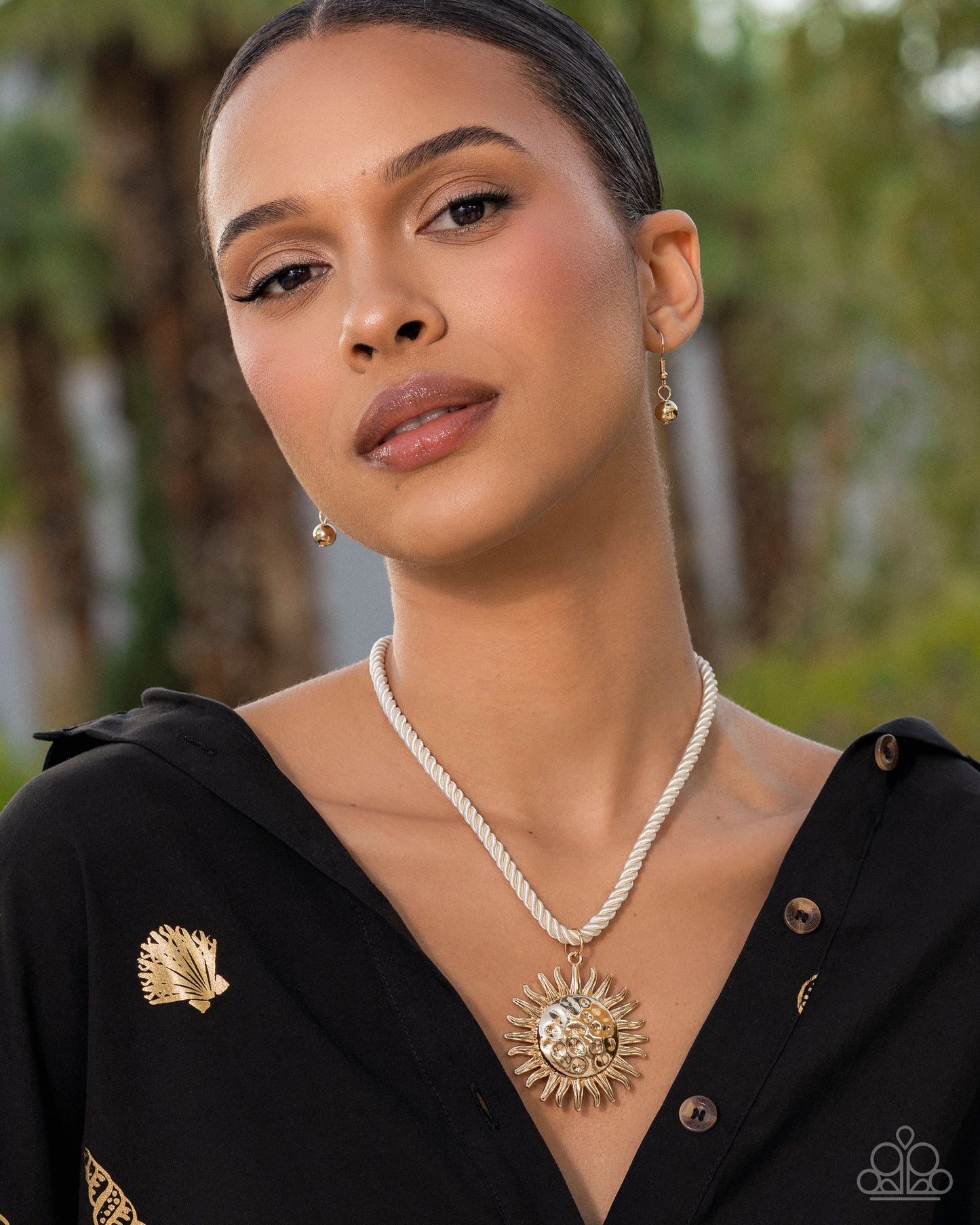 Seize the Sun - White Cord w/Gold Necklace