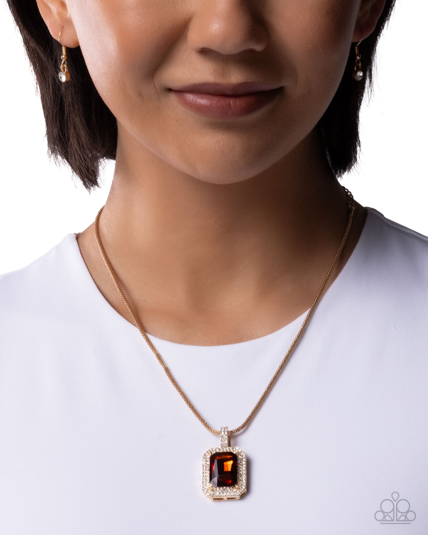 Exaggerated Emerald - Gold w/Brown (amber) Necklace
