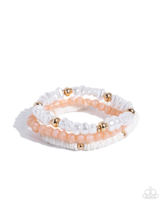 Sensible Shells - Orange & White Bracelet