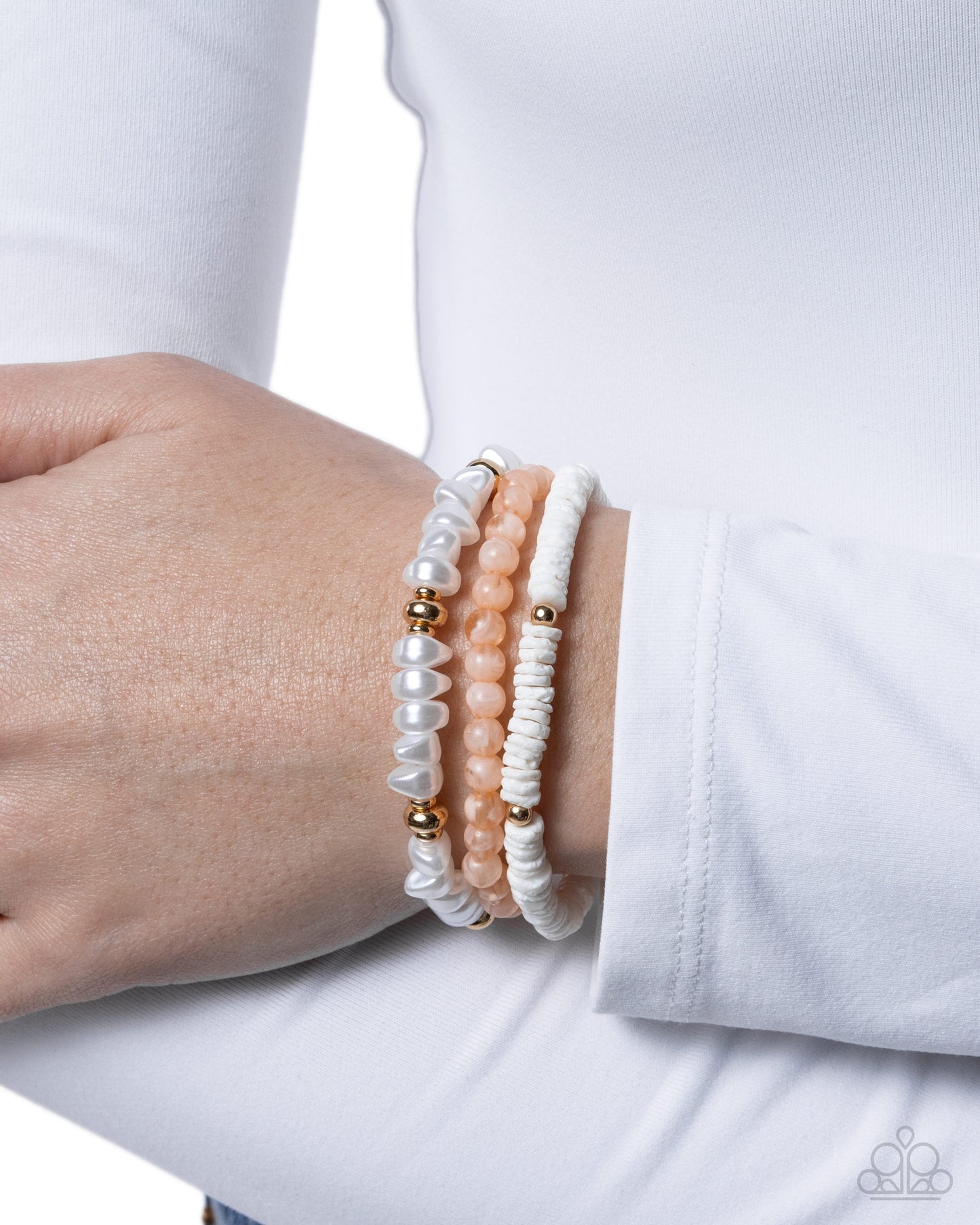 Sensible Shells - Orange & White Bracelet