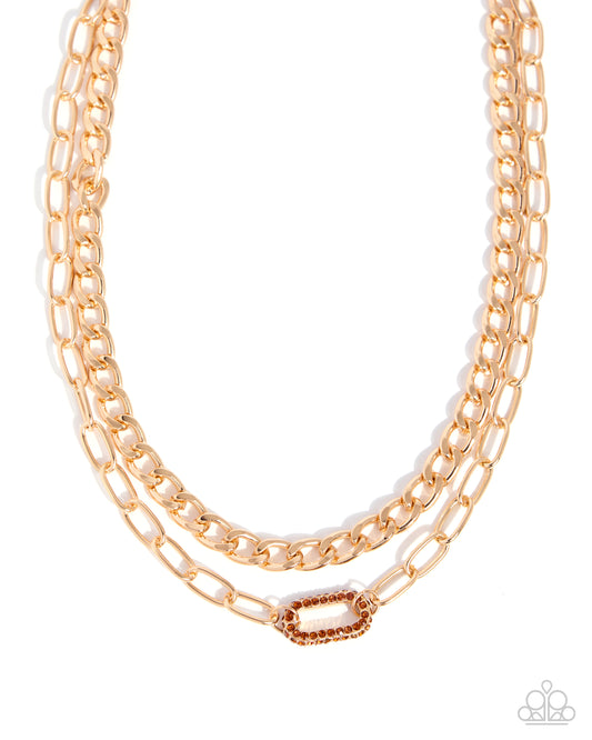 Lethal Luminescence - Gold w/amber gems  Necklace