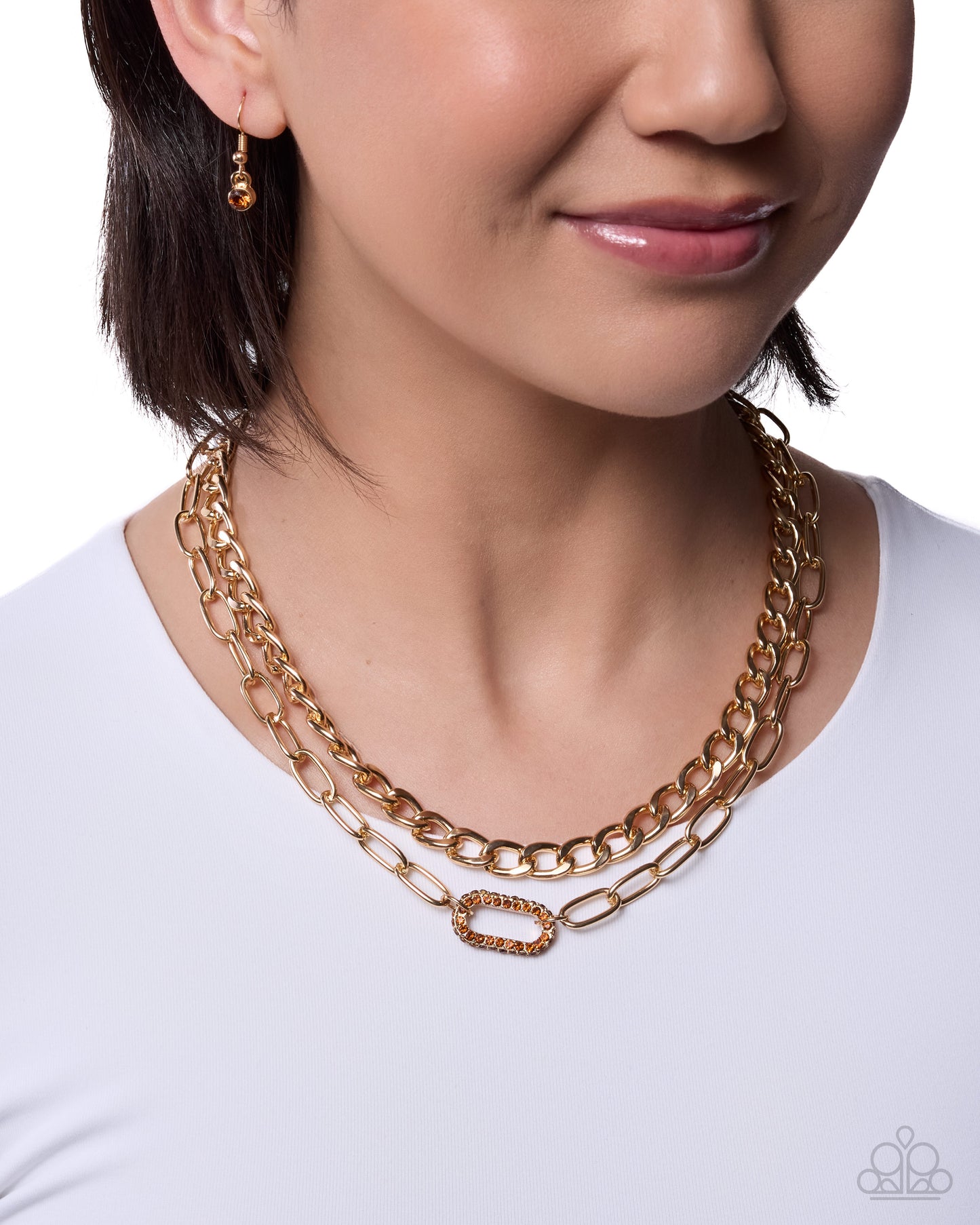 Lethal Luminescence - Gold w/amber gems  Necklace