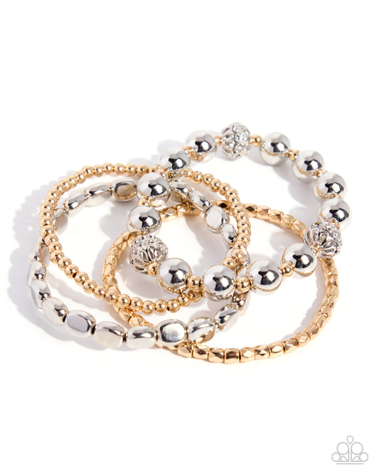 Edgy Element - Silver & Gold Bracelet
