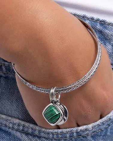 Adorably Authentic Bracelet Silver w/Green Charm