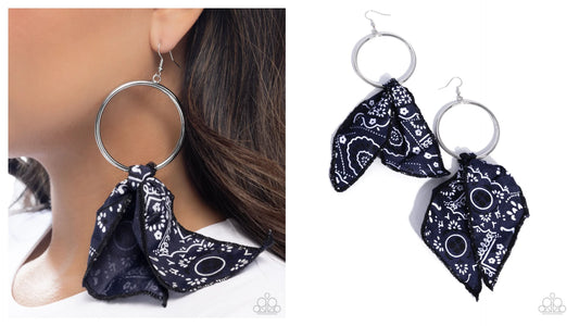 Bandana Belleza  - Silver w/Navy Earrings