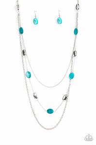 Barefoot and Beachbound Silver and Blue Necklace