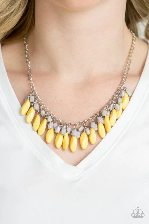 Bead Binge - Silver w/Yellow & Gray Necklace