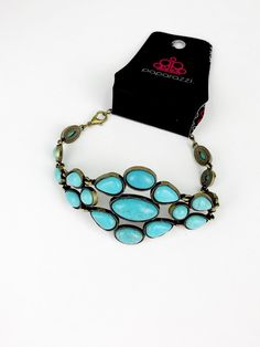 Blooming Prairies Blue Turquoise Stone and Brass Bracelet
