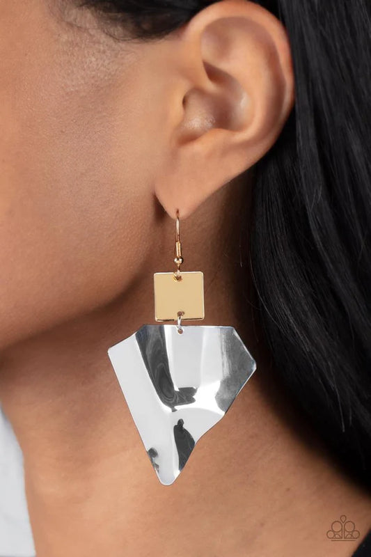 Deceivingly Deco Multi Earring - Gold & Silver