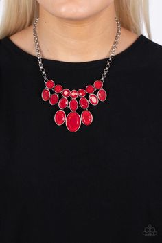 Delectable Daydream - Silver with Red Necklace