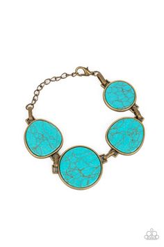 Flat Out Frontier Brass w/Turquoise Stones Bracelet