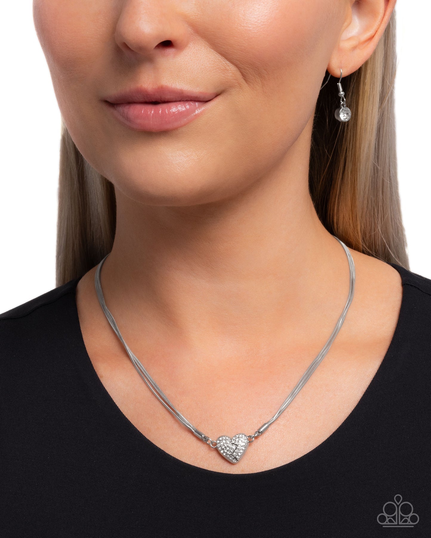 Heartbroken Bling Silver Heart Necklace