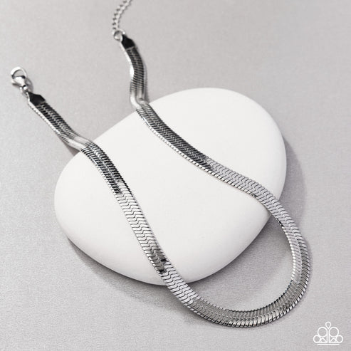 Herringbone Haute Choker Necklace Silver - Stainless Steel