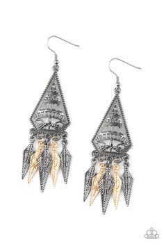 Me Oh Mayan Earrings Gunmetal and Gold