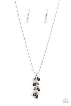 Pearls Before Vine Silver Necklace w/Pearls, Black & Smokey Gems