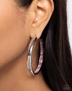 Proper Pizzazz Earrings Silver w/Pink gems on the inside rim