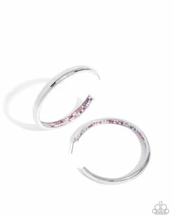 Proper Pizzazz Earrings Silver w/Pink gems on the inside rim