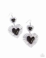 Sunburst Sweethearts Black Heart Earrings