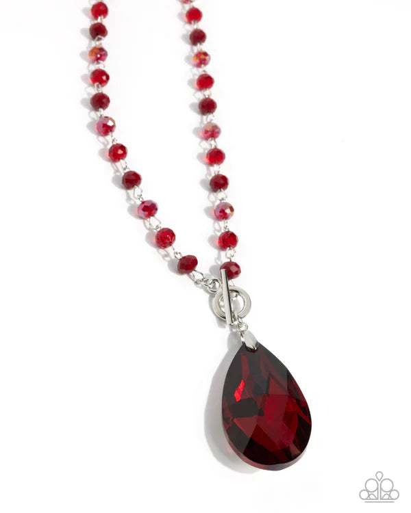 Teardrop Tale Necklace Red