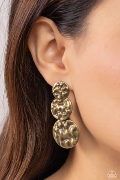 Triple Threat Texture Earrings Brass