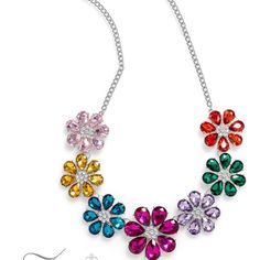 Zi Necklace - Outgoing- Flowers Multi Color Gems