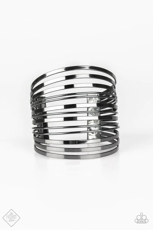 FRONT LINE SHINE Gunmetal Cuff Bracelet