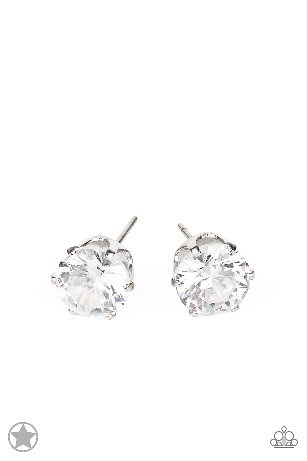 Just In TIMELESS - Silver/White Solitaire Earrings