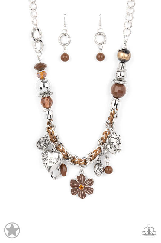 Charmed, I Am Sure -Silver w/Brown Necklace