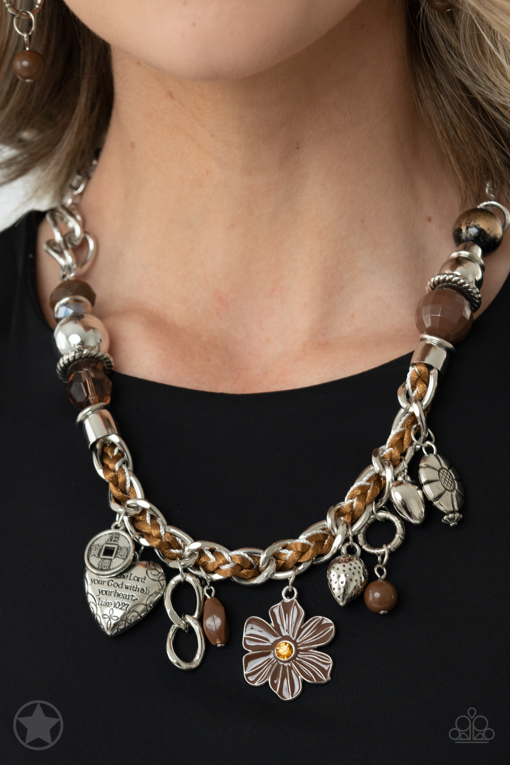 Charmed, I Am Sure -Silver w/Brown Necklace