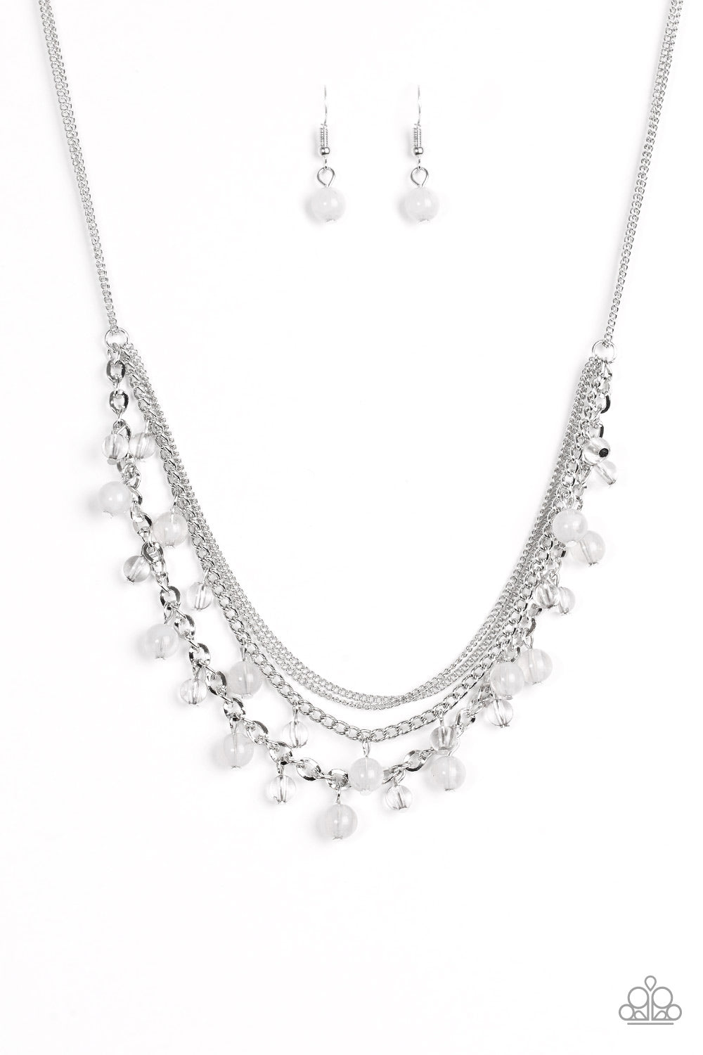 Ocean Odyssey - Silver with Clear & White Beads Necklace