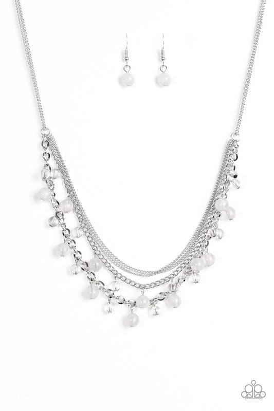 Ocean Odyssey - Silver with Clear & White Beads Necklace