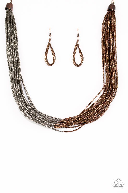 Flashy Fashion - Copper & Silver  Seedbeads Necklace