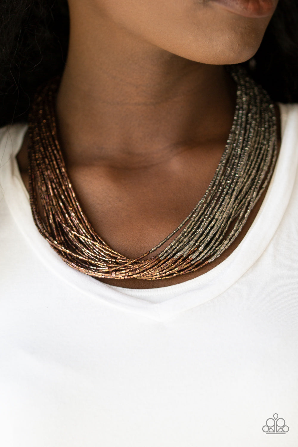 Flashy Fashion - Copper & Silver  Seedbeads Necklace